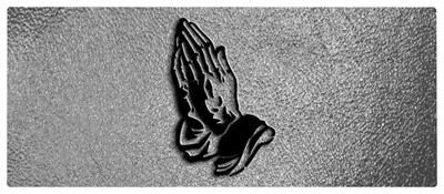 DNSEMP-L-516-BK-SH-SL Black Praying Hands Shimmer Silver